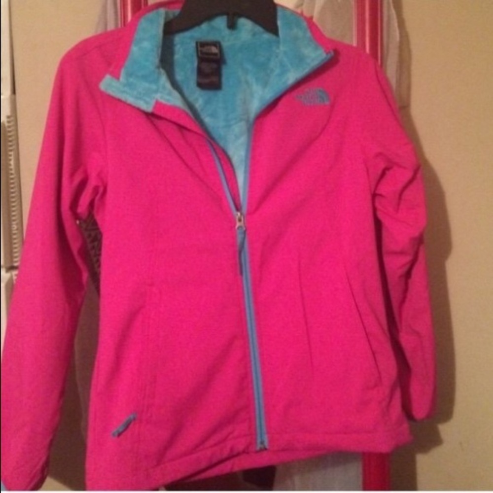 Girls The North Face pink and blue jacket